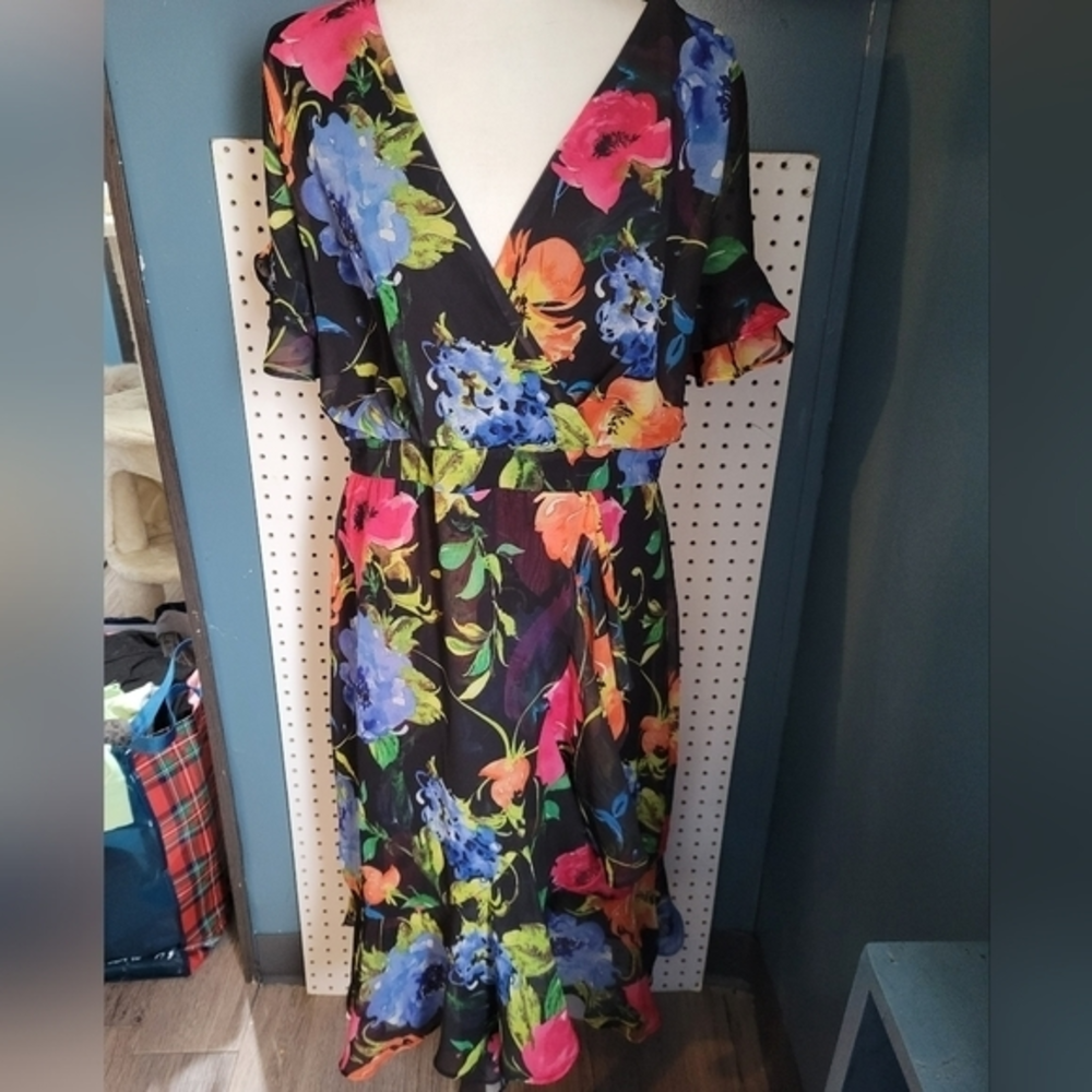 ECI New York floral ruffles‎ dress size 14